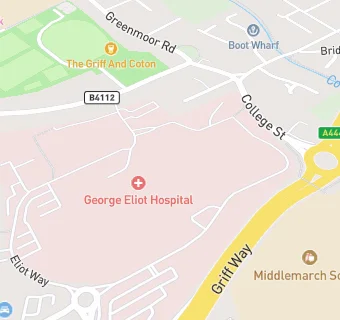 map for George Eliot Hospital