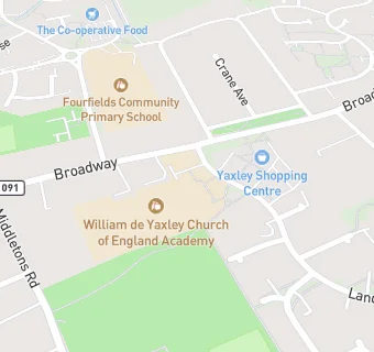 map for William de Yaxley Church of England Academy