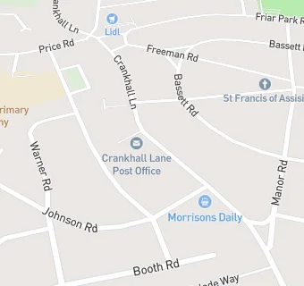 map for Crankhall Lane Dental Practice