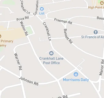 map for Crankhall Lane Post Office