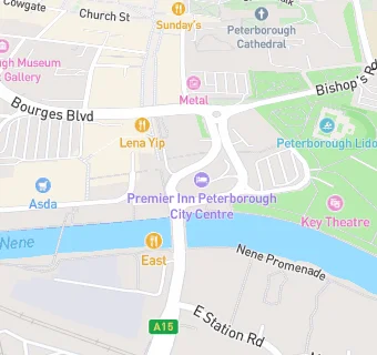 map for Premier Inn Peterborough City Centre (Rivergate)