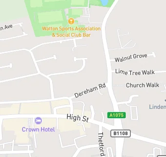 map for Watton Pentecostal Church