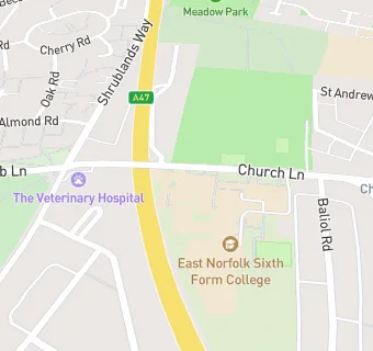 map for East Norfolk Sixth Form College