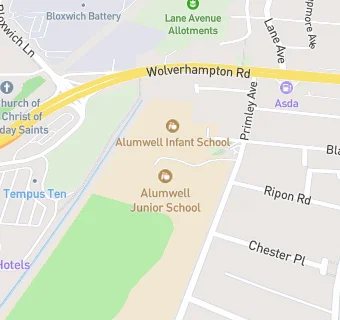 map for Alumwell Nursery School