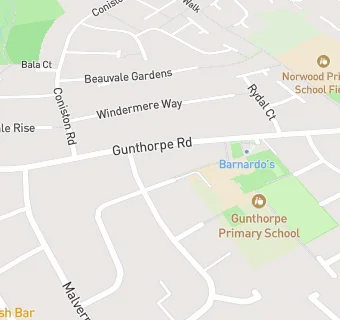 map for Gunthorpe Primary School