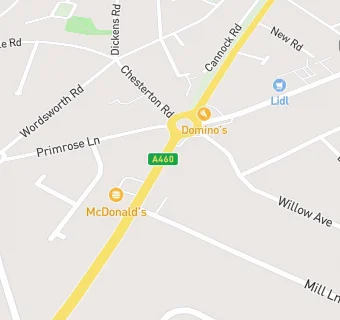 map for Cannock Road Dental Practice