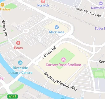 map for Norwich City Football Club - Corporate Catering