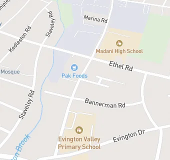 map for Evington Valley Primary School