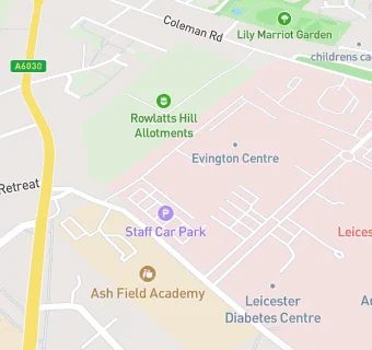 map for Evington Centre