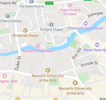 map for Norwich School of Art and Design