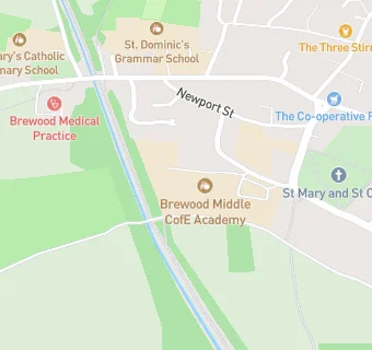 map for Brewood Middle CofE Academy