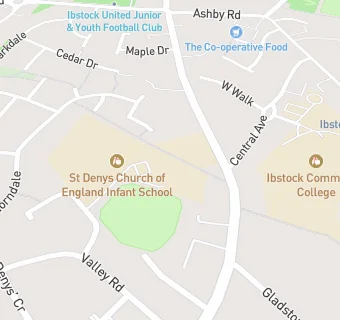 map for St Denys Church of England Infant School, Ibstock