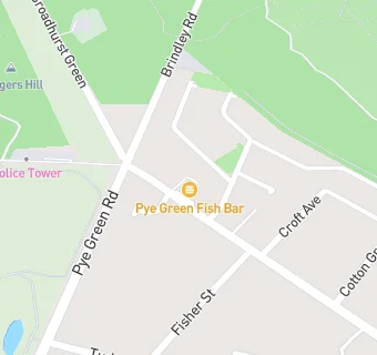 map for Pye Green Fish Bar