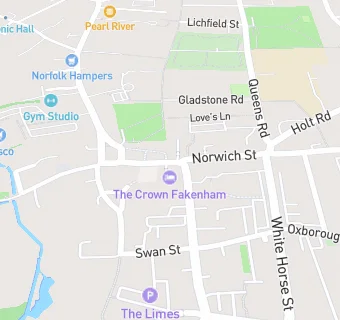 map for The Crown Hotel, Fakenham