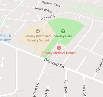 map for Sawley Branch Surgery