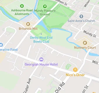 map for Derby West End Bowls Club