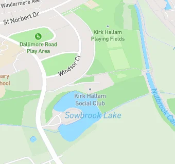 map for Kirk Hallam Social Club