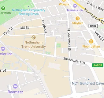 map for Nottingham Trent University Hospitality