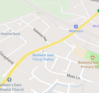 map for BALDWINS GATE FILLING STATION