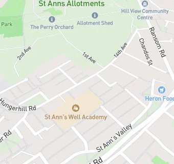 map for St Anns Well Primary School