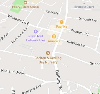 map for Carlton & Gedling Day Nursery
