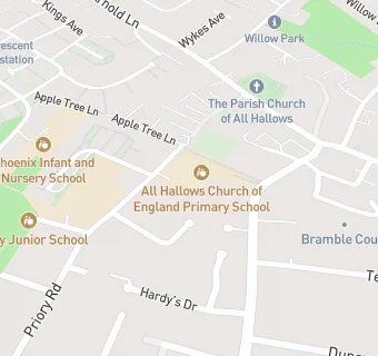 map for All Hallows CofE Primary School