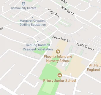 map for Phoenix Infant and Nursery School