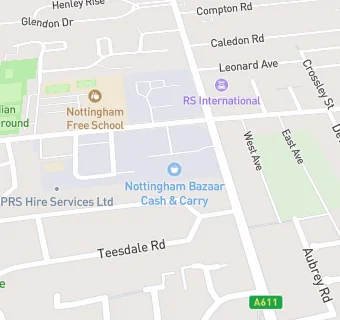 map for Nottingham Bazaar Cash & Carry