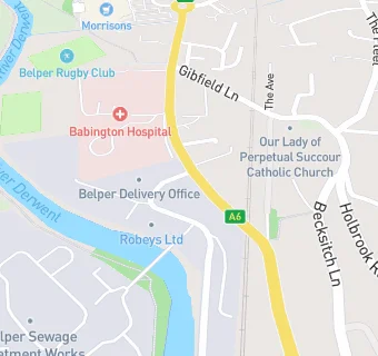 map for Belper Rugby Union Club