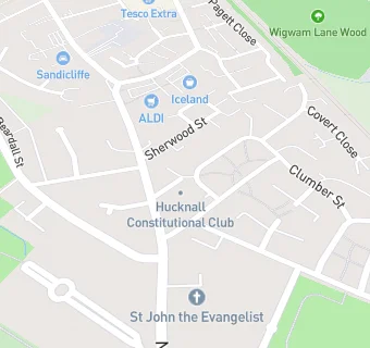 map for Hucknall Constitutional Club