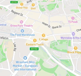 map for Fried Chicken Wrexham