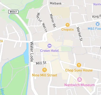 map for Nantwich Bookshop coffee Shop