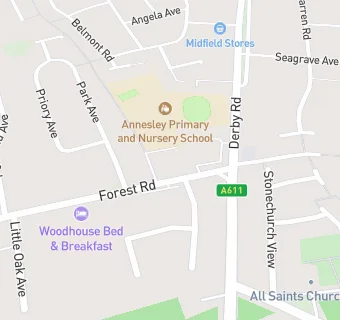 map for Annesley Primary School Breakfast Club