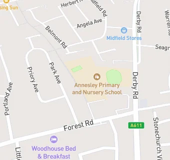 map for Annesley Primary and Nursery School