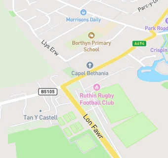 map for Clwb Rygbi Ruthin Rugby Football Club