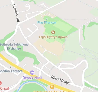 map for Ysgol Dyffryn Ogwen Bethesda