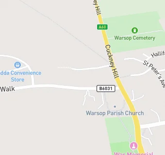 map for Church Warsop Memorial Club