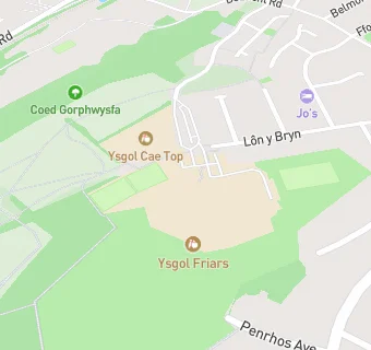 map for Ysgol Uwchradd Friars