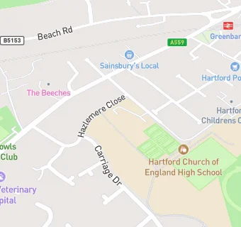 map for Hartford Church of England High School