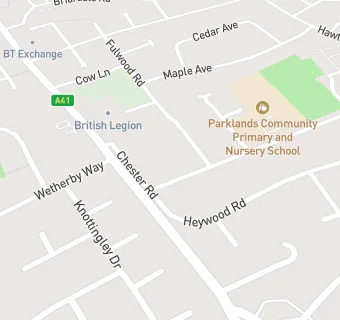 map for Parklands County Infant School