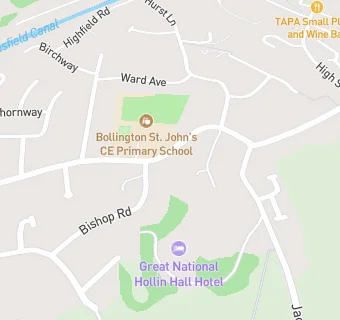 map for Bollington St John's CE Primary School