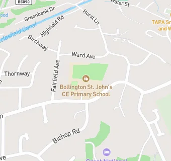 map for Bollington St John's CofE Primary School