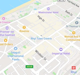 map for Rhyl Town Hall