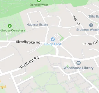 map for Woodhouse Community Hub and Library