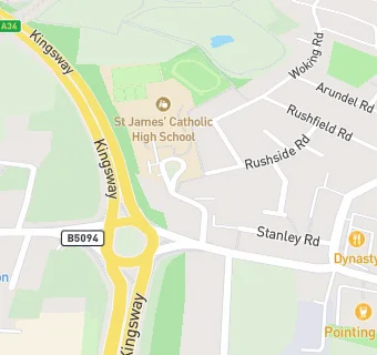 map for St James' Catholic High School