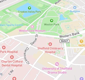 map for Sheffield Childrens Hospital