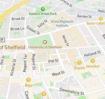 map for Sheffield Royal Society for the Blind