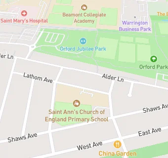 map for Warrington St Ann's CE Primary School