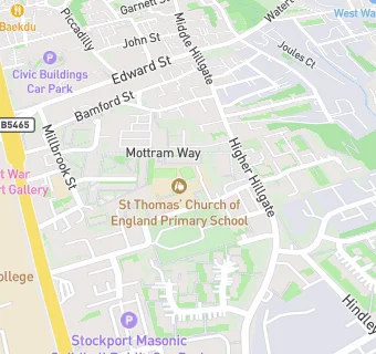 map for St Thomas' Church of England Primary School Stockport