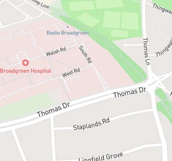 map for Broadgreen Hospital (Broadoak Unit)